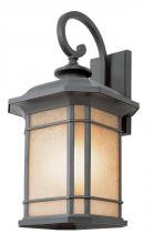  5822 BK - San Miguel Collection, Craftsman Style, Armed Wall Lantern with Tea Stain Glass Windows